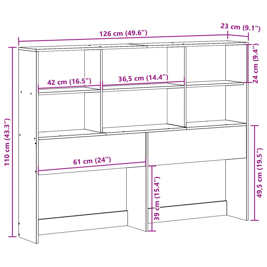Hoofdbord met opbergruimte 120 cm massief grenenhout wasbruin is nu te koop bij PeponiXL, paradijselijk wonen!