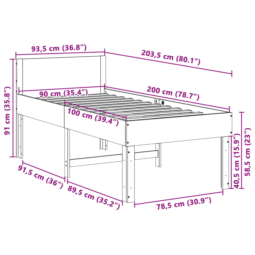 Bedframe zonder matras massief grenenhout wit 90x200 cm is nu te koop bij PeponiXL, paradijselijk wonen!