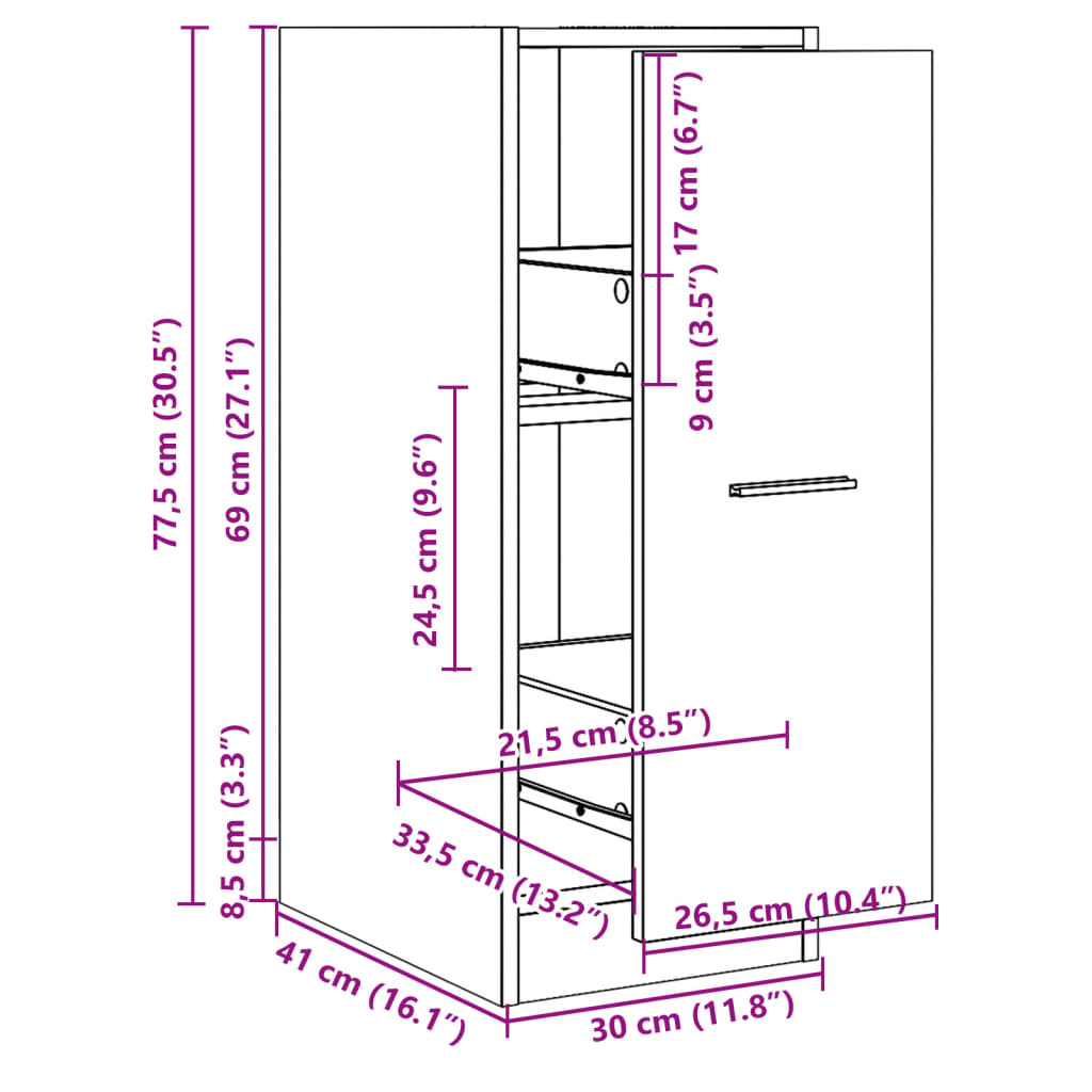 Apothekerskast Wit 30x41x77,5 cm Bewerkt Hout is nu te koop bij PeponiXL, paradijselijk wonen!