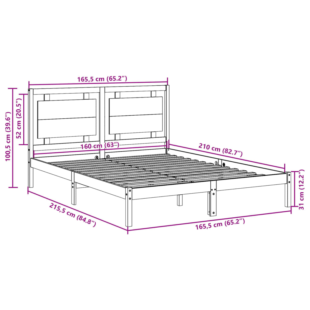 Bedframe extra lang zonder matras massief hout wit 160x210 cm is nu te koop bij PeponiXL, paradijselijk wonen!