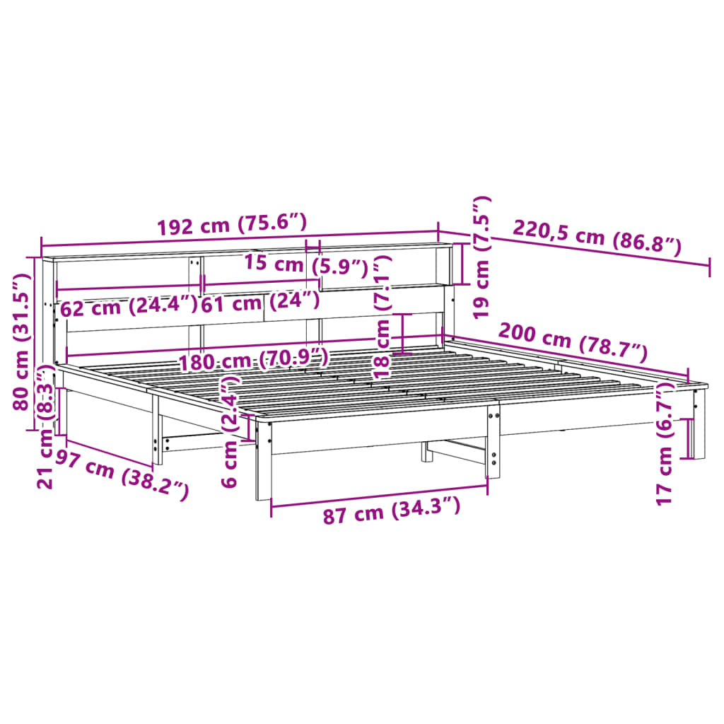 Bedframe zonder matras massief grenenhout wasbruin 180x200 cm is nu te koop bij PeponiXL, paradijselijk wonen!