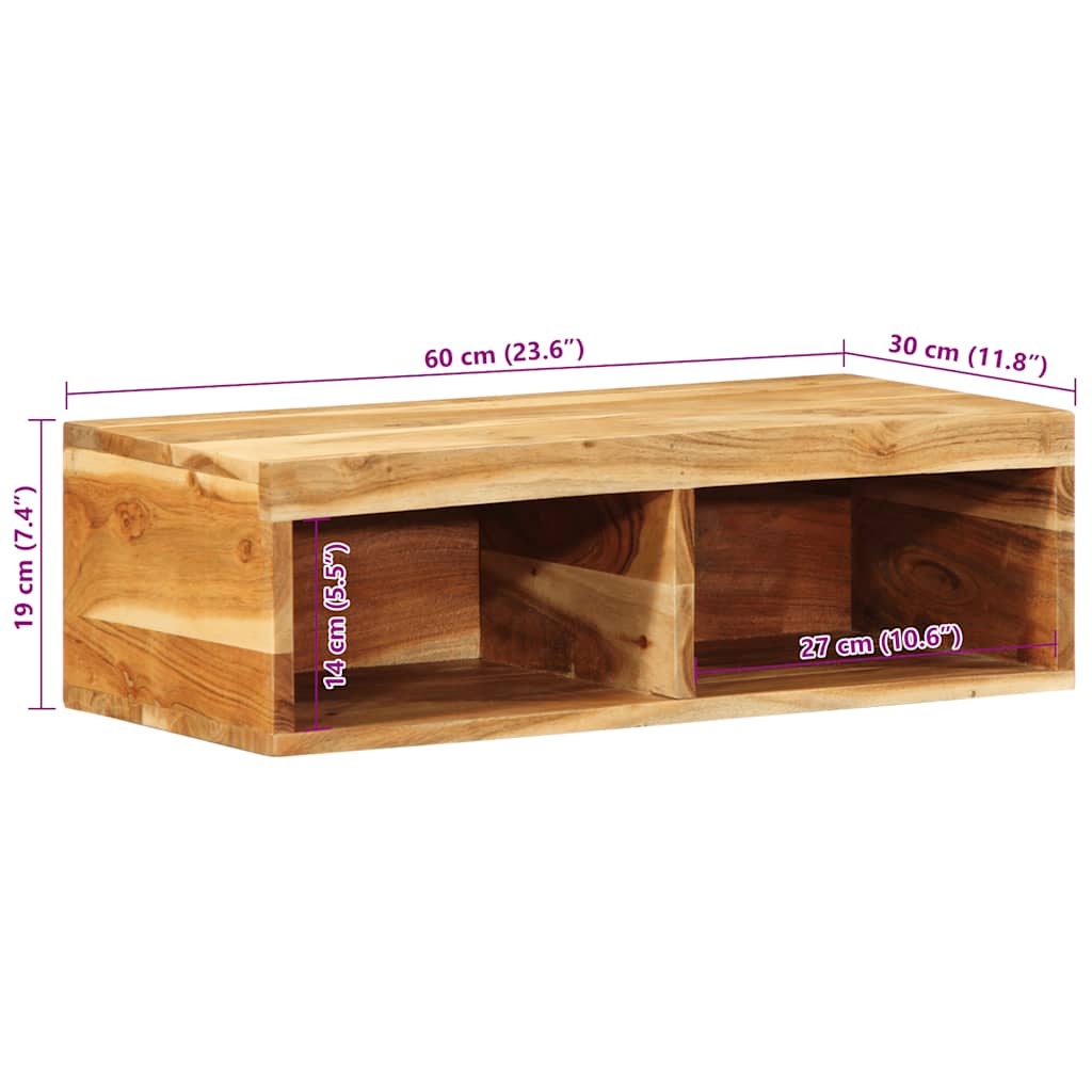 Tv-meubel wandmontage 60x30x19 cm massief acaciahout is nu te koop bij PeponiXL, paradijselijk wonen!