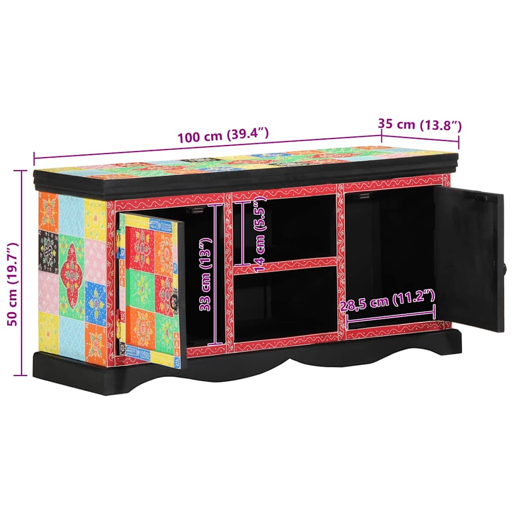 TV-kast Multikleur 100 x 35 x 50 cm Massief Mango Hout is nu te koop bij PeponiXL, paradijselijk wonen!