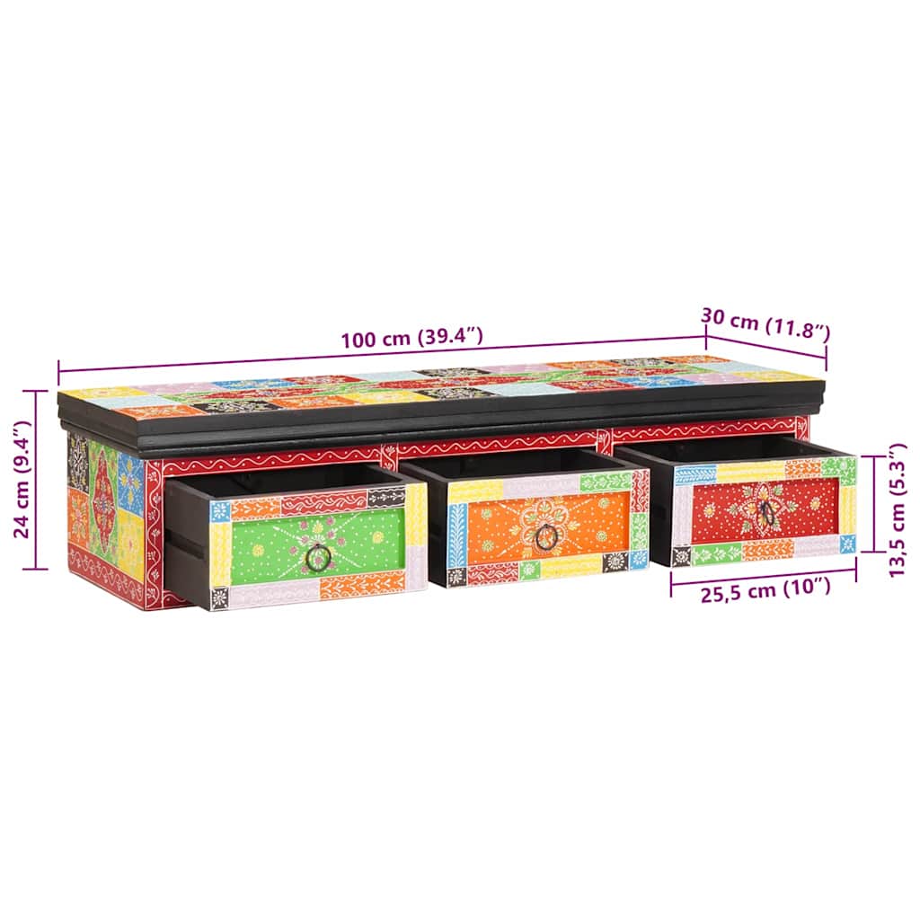 TV-kast met lade Multikleur 100 x 30 x 24 cm Massief mangohout is nu te koop bij PeponiXL, paradijselijk wonen!