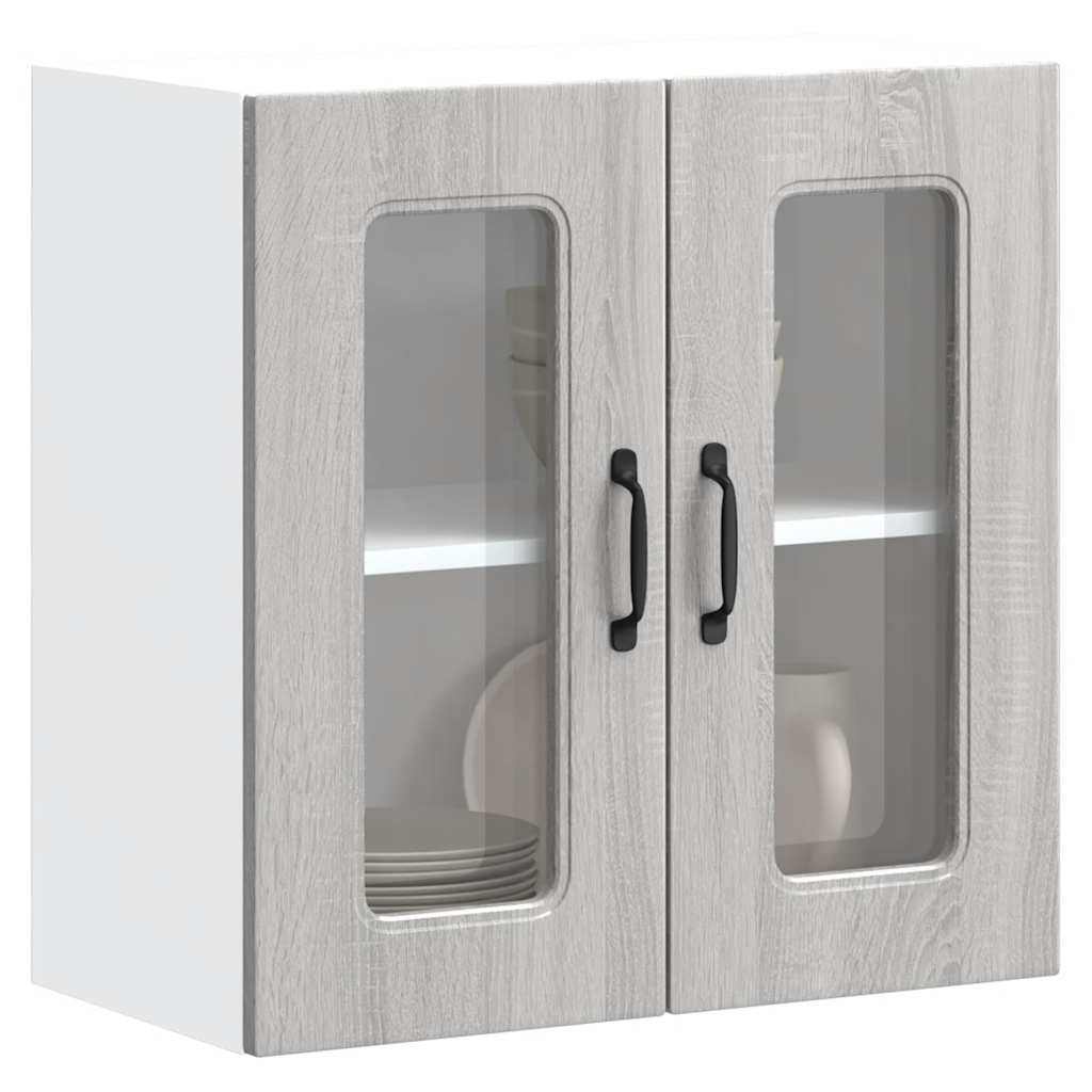 Keukenbovenkast met glazen deur Lucca bewerkt hout zwart Keukenbovenkast met glazen deur Lucca bewerkt hout zwart