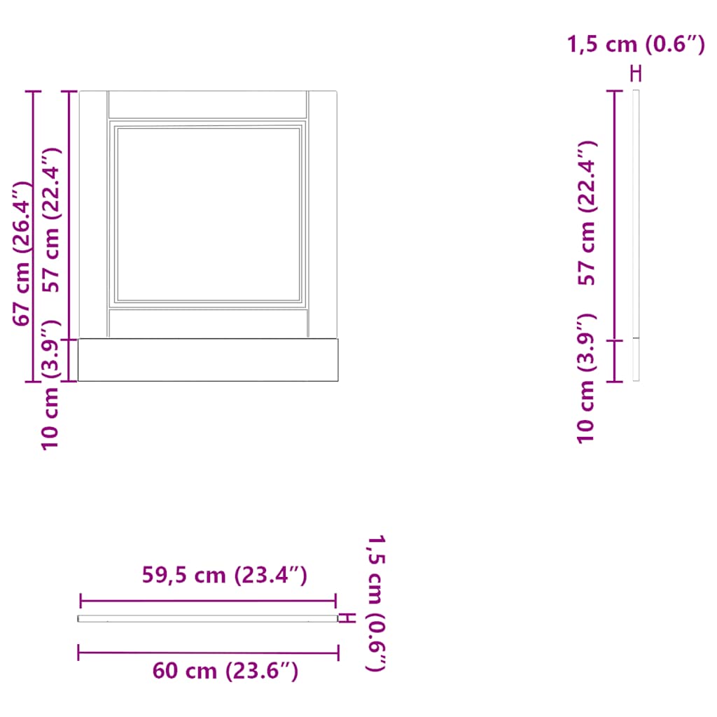 Vaatwaspaneel Porto 60x1,5x57 cm bewerkt hout bruin eikenkleur is nu te koop bij PeponiXL, paradijselijk wonen!
