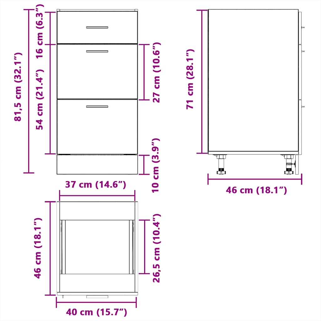 Onderkast Lyon 40x46x81,5 cm bewerkt hout grijs sonoma eikenkleurig is nu te koop bij PeponiXL, paradijselijk wonen!