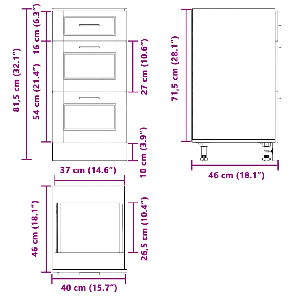 Onderkast "Porto" Zwart Bewerkt Hout is nu te koop bij PeponiXL, paradijselijk wonen!