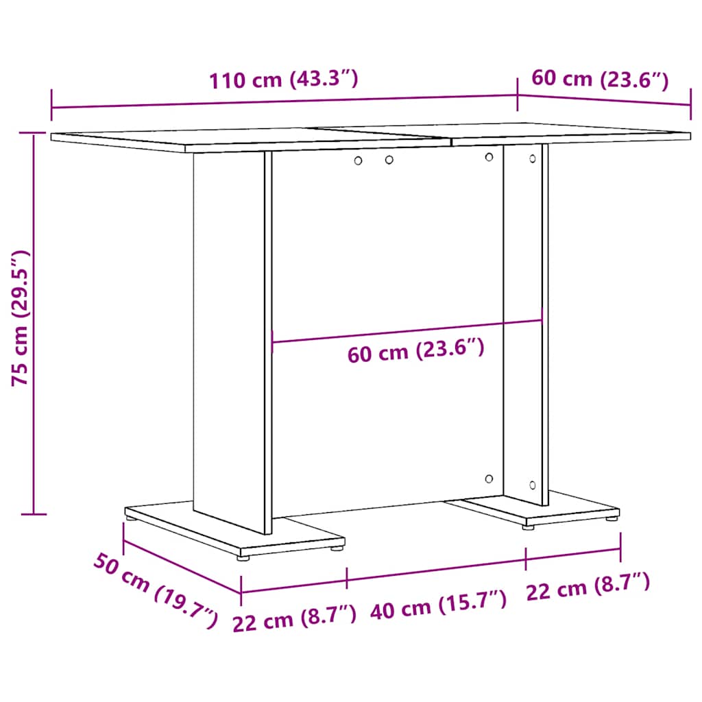 Eettafel 110x60x75 cm bewerkt hout artisanaal eikenkleurig is nu te koop bij PeponiXL, paradijselijk wonen!