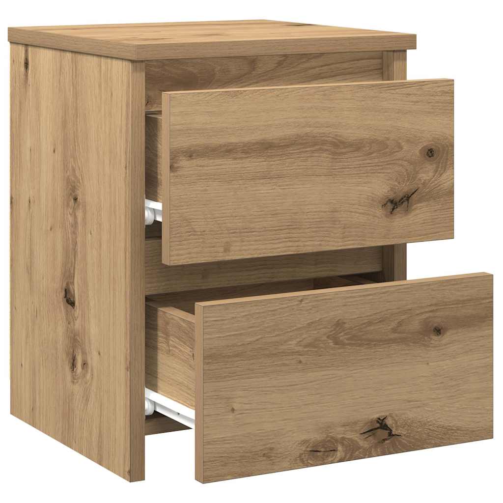 Nachtkastjes 2 st 30x30x40cm bewerkt hout artisanaal eikenkleur is nu te koop bij PeponiXL, paradijselijk wonen!