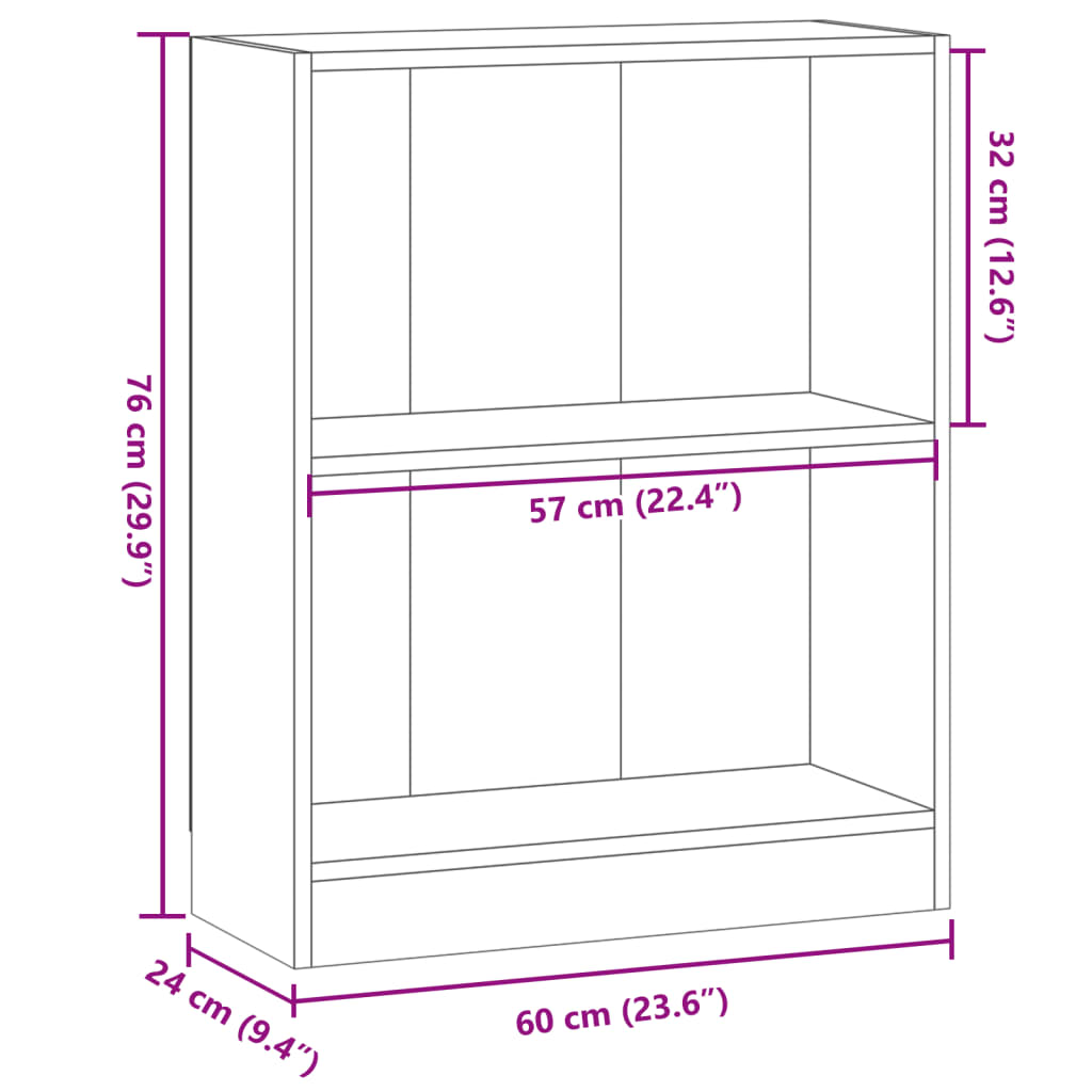 Boekenkast 60x24x76 cm bewerkt hout oud houtkleurig is nu te koop bij PeponiXL, paradijselijk wonen!