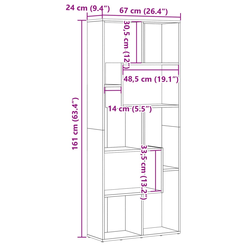 Boekenkast Artisan Eiken 67x24x161 cm Bewerkt Hout is nu te koop bij PeponiXL, paradijselijk wonen!