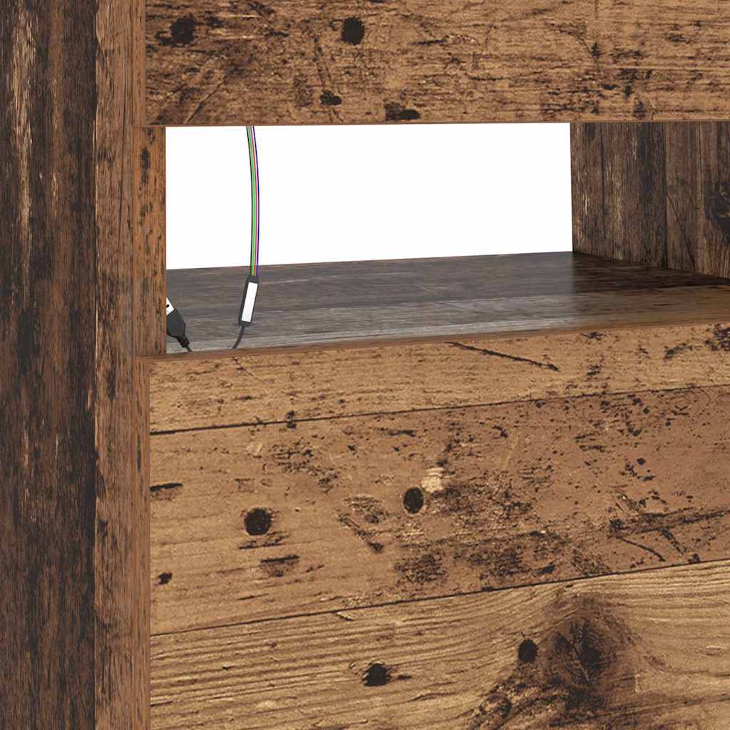 Tv-meubel met LED 90x35x40 cm bewerkt hout oud hout is nu te koop bij PeponiXL, paradijselijk wonen!