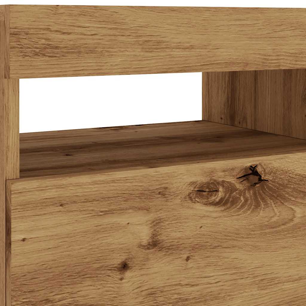 Tv-meubel met LED 90x35x40 cm bewerkt hout artisanaal eiken is nu te koop bij PeponiXL, paradijselijk wonen!