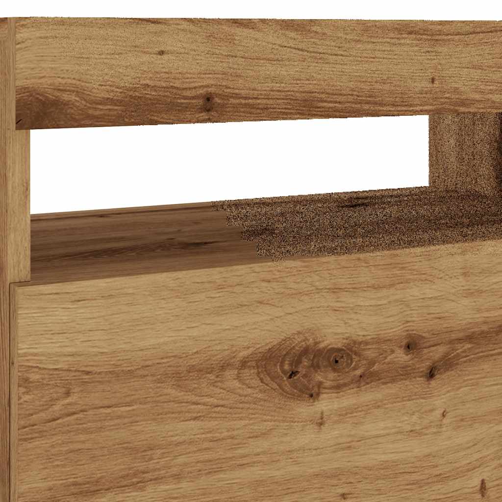 Tv-meubel met LED 60x35x40 cm bewerkt hout artisanaal eiken is nu te koop bij PeponiXL, paradijselijk wonen!