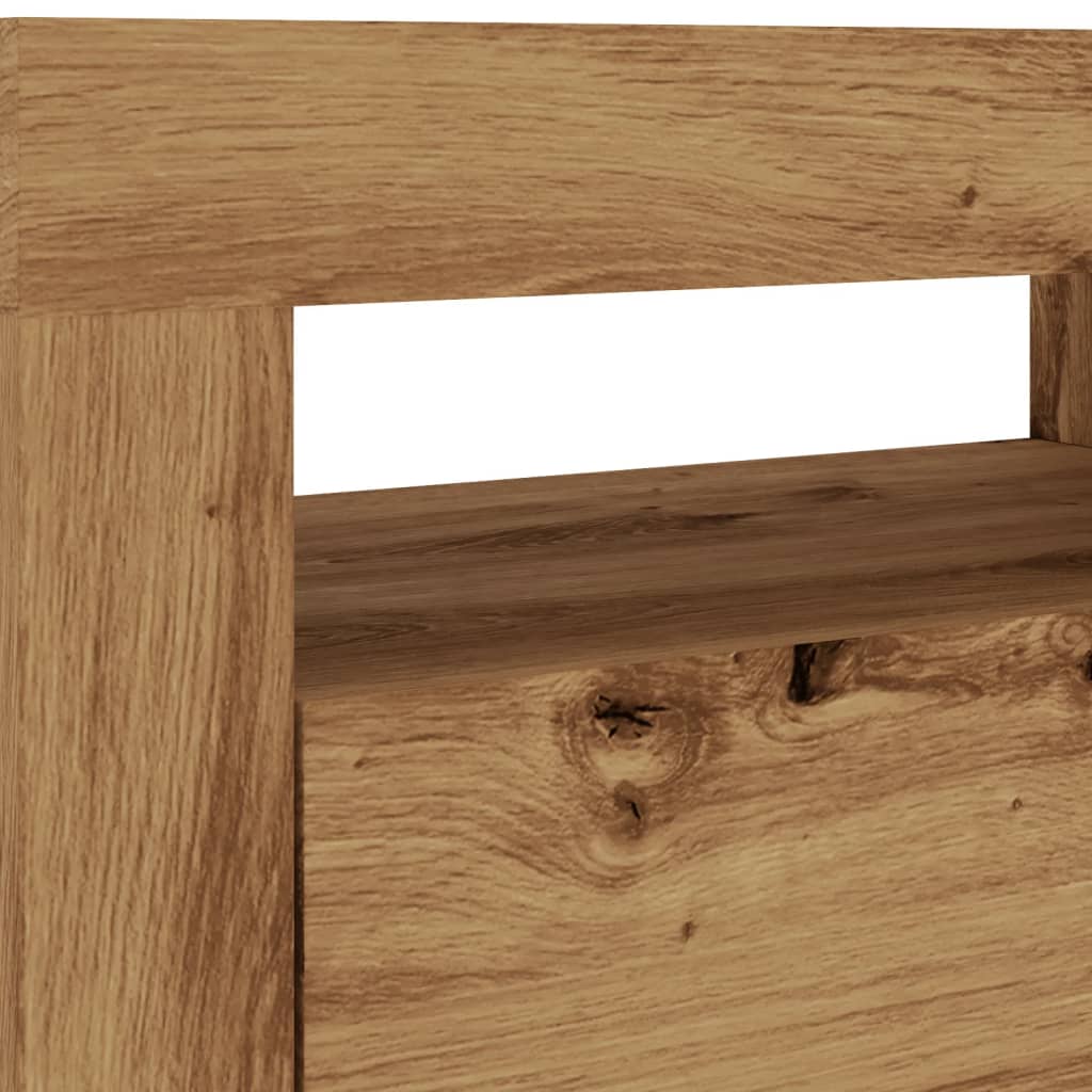 Tv-meubel met LED 120x35x40 cm bewerkt hout artisanaal eiken is nu te koop bij PeponiXL, paradijselijk wonen!