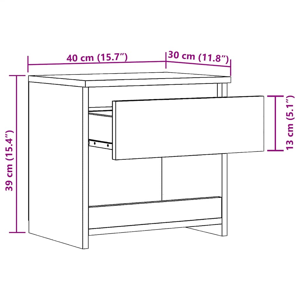Nachtkastje 40x30x39 cm bewerkt hout artisanaal eikenkleur is nu te koop bij PeponiXL, paradijselijk wonen!