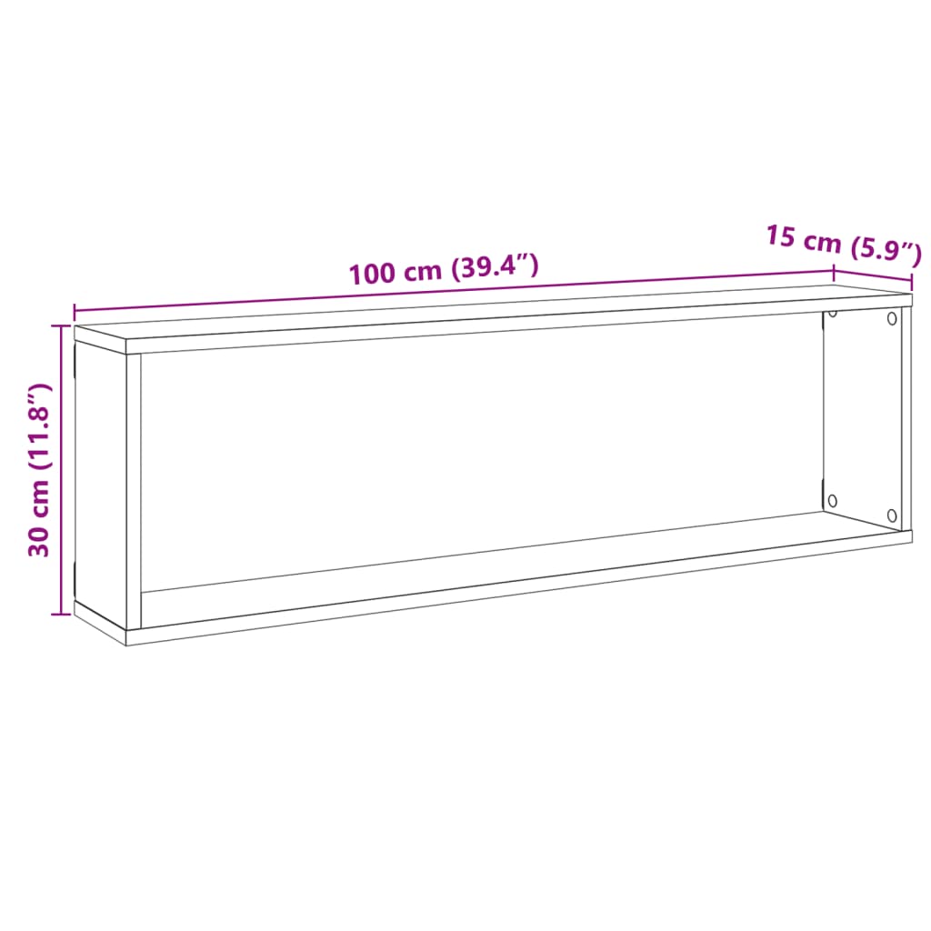 Wandschappen kubus 2st 100x15x30cm bewerkt hout artisanaaleiken is nu te koop bij PeponiXL, paradijselijk wonen!