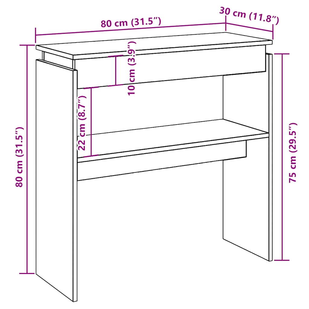 Wandtafel 80x30x80 cm bewerkt hout artisanaal eikenkleurig is nu te koop bij PeponiXL, paradijselijk wonen!