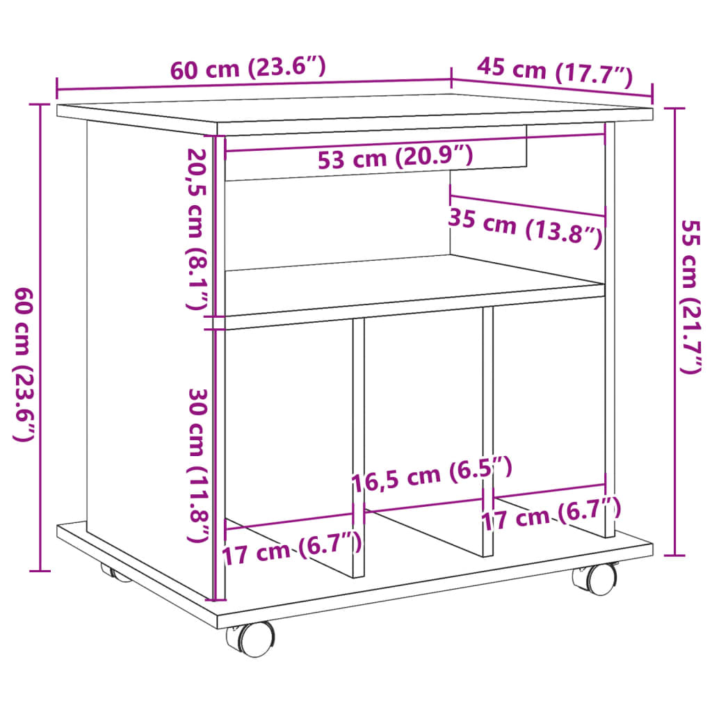 Rolkast 60x45x60 cm bewerkt hout oud houtkleurig is nu te koop bij PeponiXL, paradijselijk wonen!