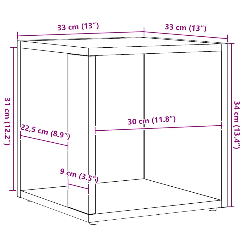Bijzettafel 33x33x34 cm bewerkt hout artisanaal eikenkleurig is nu te koop bij PeponiXL, paradijselijk wonen!