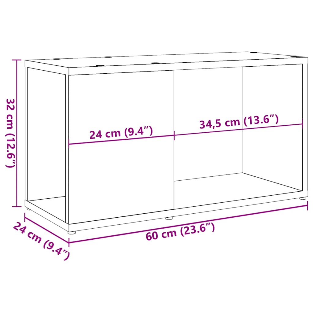 Tv-meubel 60x24x32 cm bewerkt hout artisanaal eikenkleur is nu te koop bij PeponiXL, paradijselijk wonen!