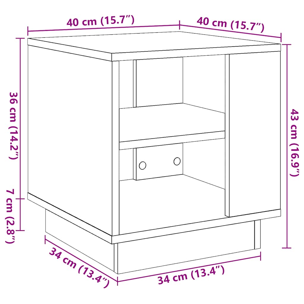 Salontafel 40x40x43 cm bewerkt hout oud houtkleurig is nu te koop bij PeponiXL, paradijselijk wonen!