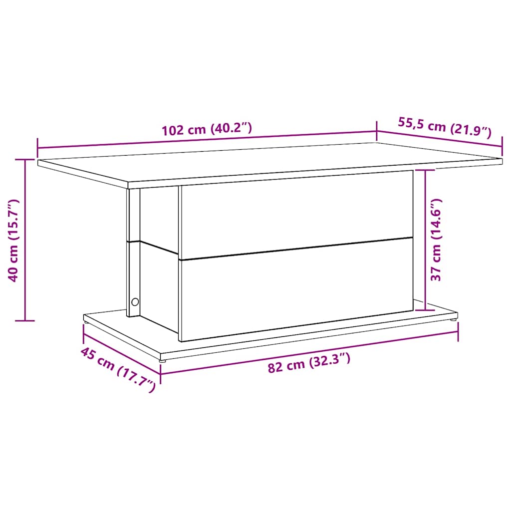 Salontafel 102x55,5x40 cm bewerkt hout artisanaal eikenkleur is nu te koop bij PeponiXL, paradijselijk wonen!