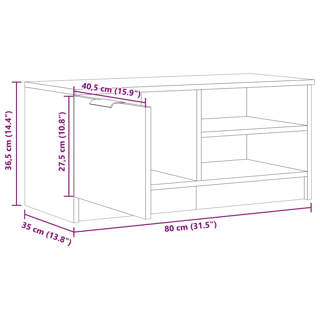 Tv-meubel 80x35x36,5 cm bewerkt hout oud houtkleurig is nu te koop bij PeponiXL, paradijselijk wonen!