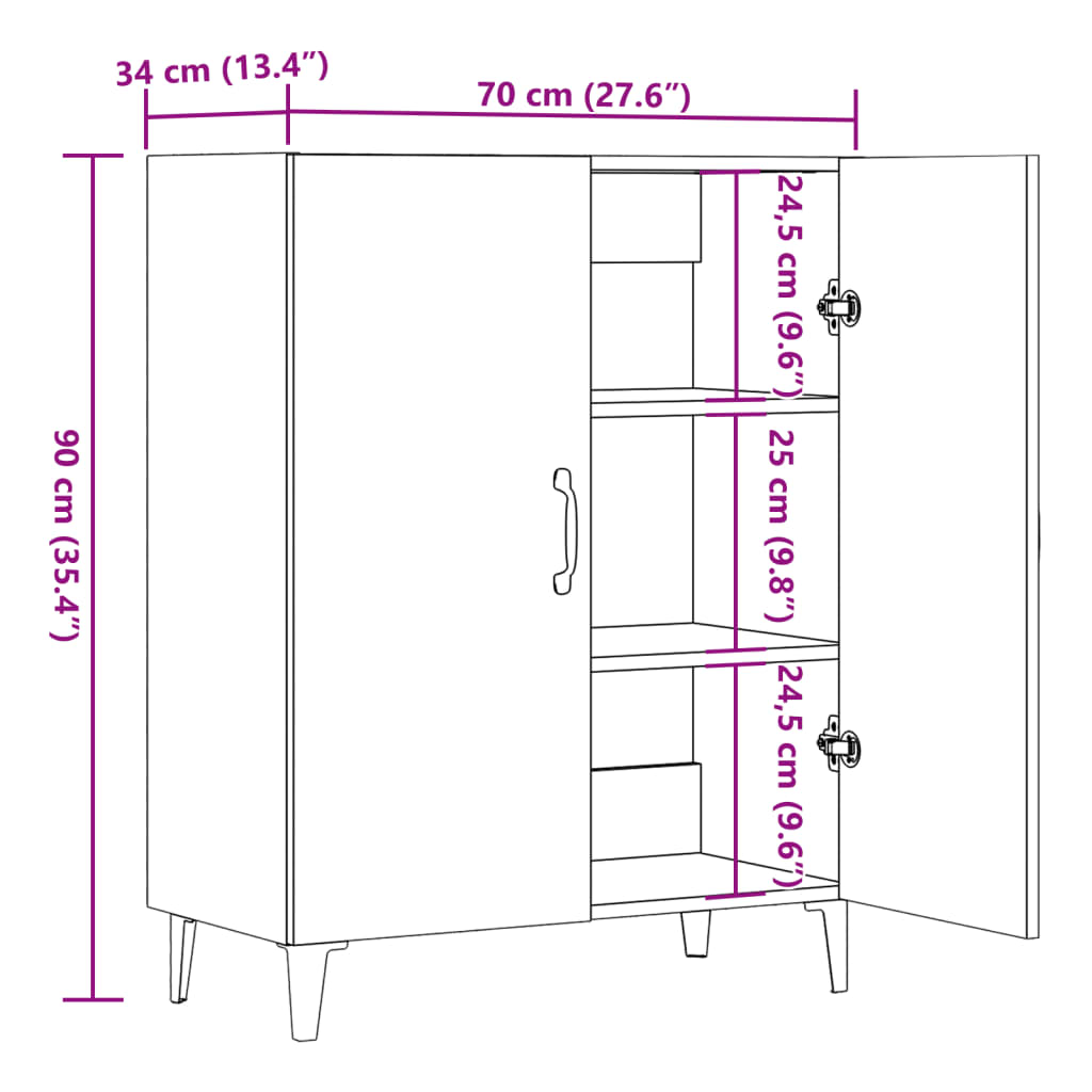 Dressoir 70x34x90 cm bewerkt hout oud houtkleurig is nu te koop bij PeponiXL, paradijselijk wonen!