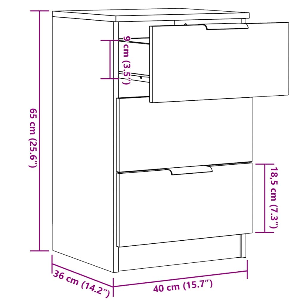 Nachtkastjes 2 st 40x36x65 cm bewerkt hout oud houtkleurig is nu te koop bij PeponiXL, paradijselijk wonen!