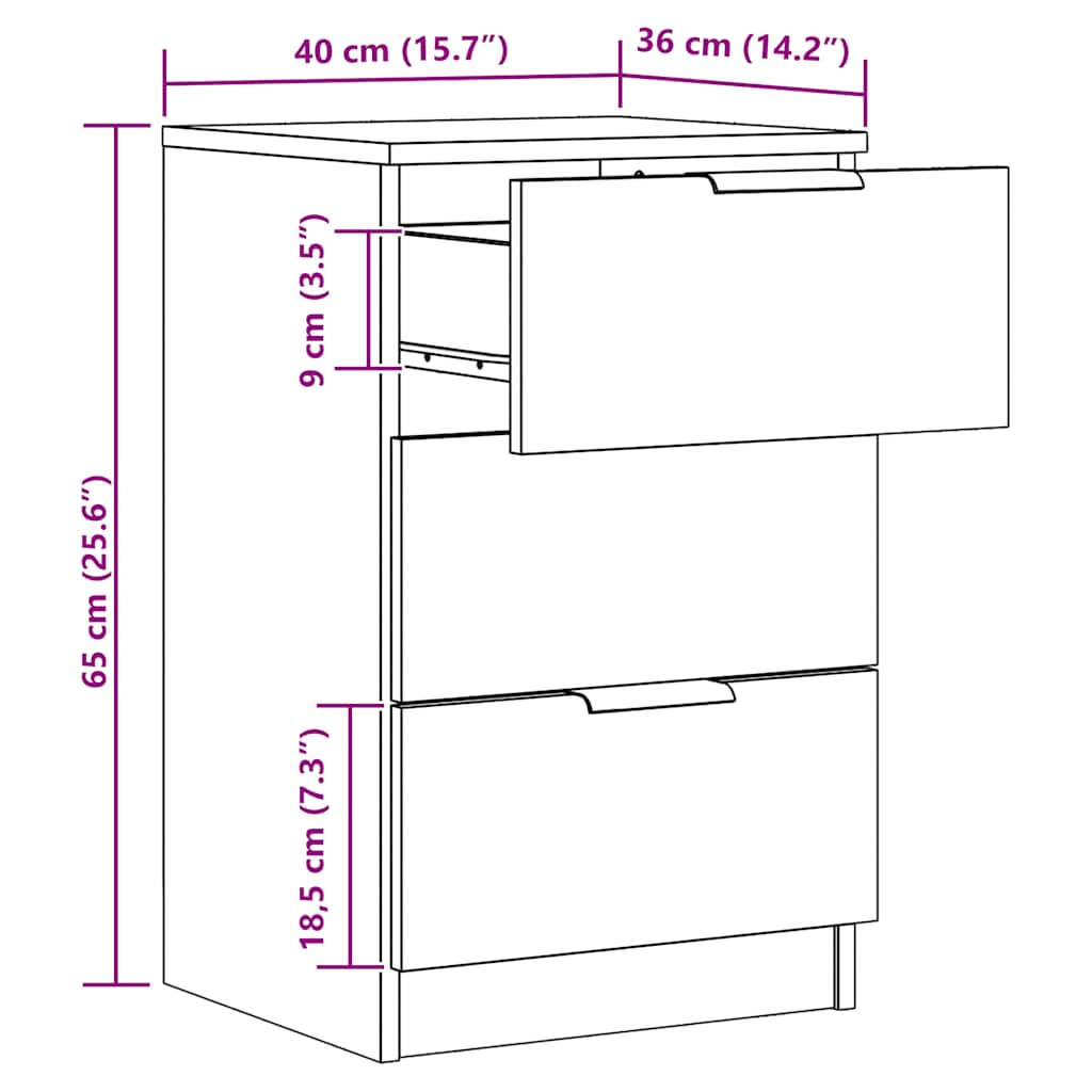 Nachtkastjes 2 st 40x36x65cm bewerkt hout artisanaal eikenkleur is nu te koop bij PeponiXL, paradijselijk wonen!