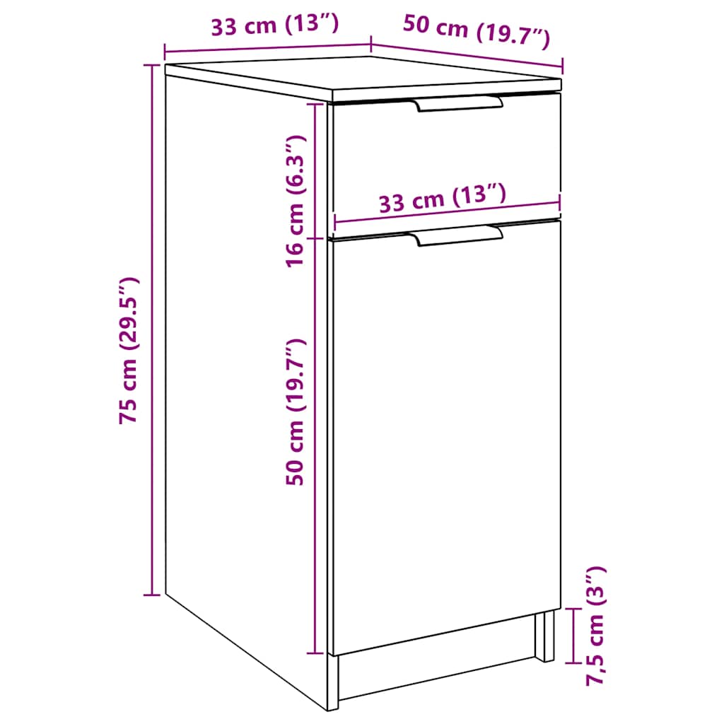Bureaukast 33x50x75 cm bewerkt hout artisanaal eikenkleurig is nu te koop bij PeponiXL, paradijselijk wonen!