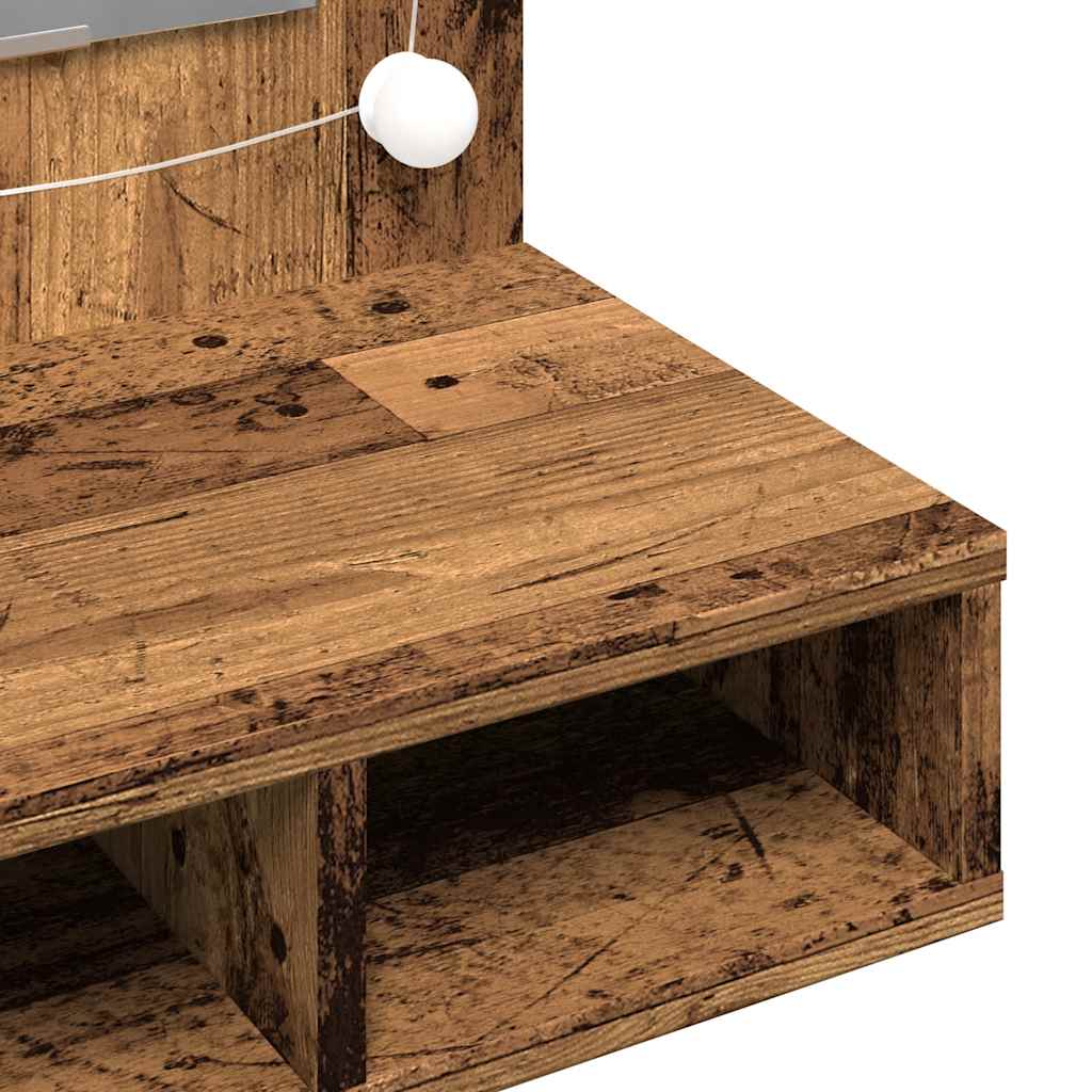 Spiegelkast met LED-verlichting 90x31,5x62 cm oud houtkleurig is nu te koop bij PeponiXL, paradijselijk wonen!