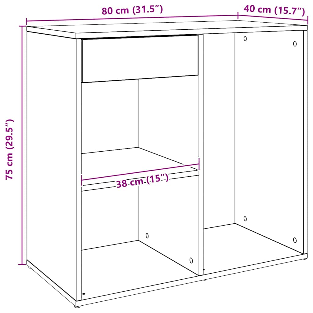 Cosmeticakast 80x40x75 cm bewerkt hout artisanaal eikenkleur is nu te koop bij PeponiXL, paradijselijk wonen!