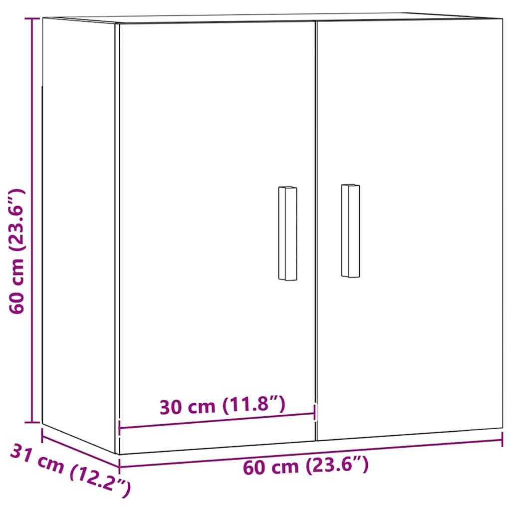 Wandkast 60x31x60 cm bewerkt hout artisanaal eikenkleurig is nu te koop bij PeponiXL, paradijselijk wonen!