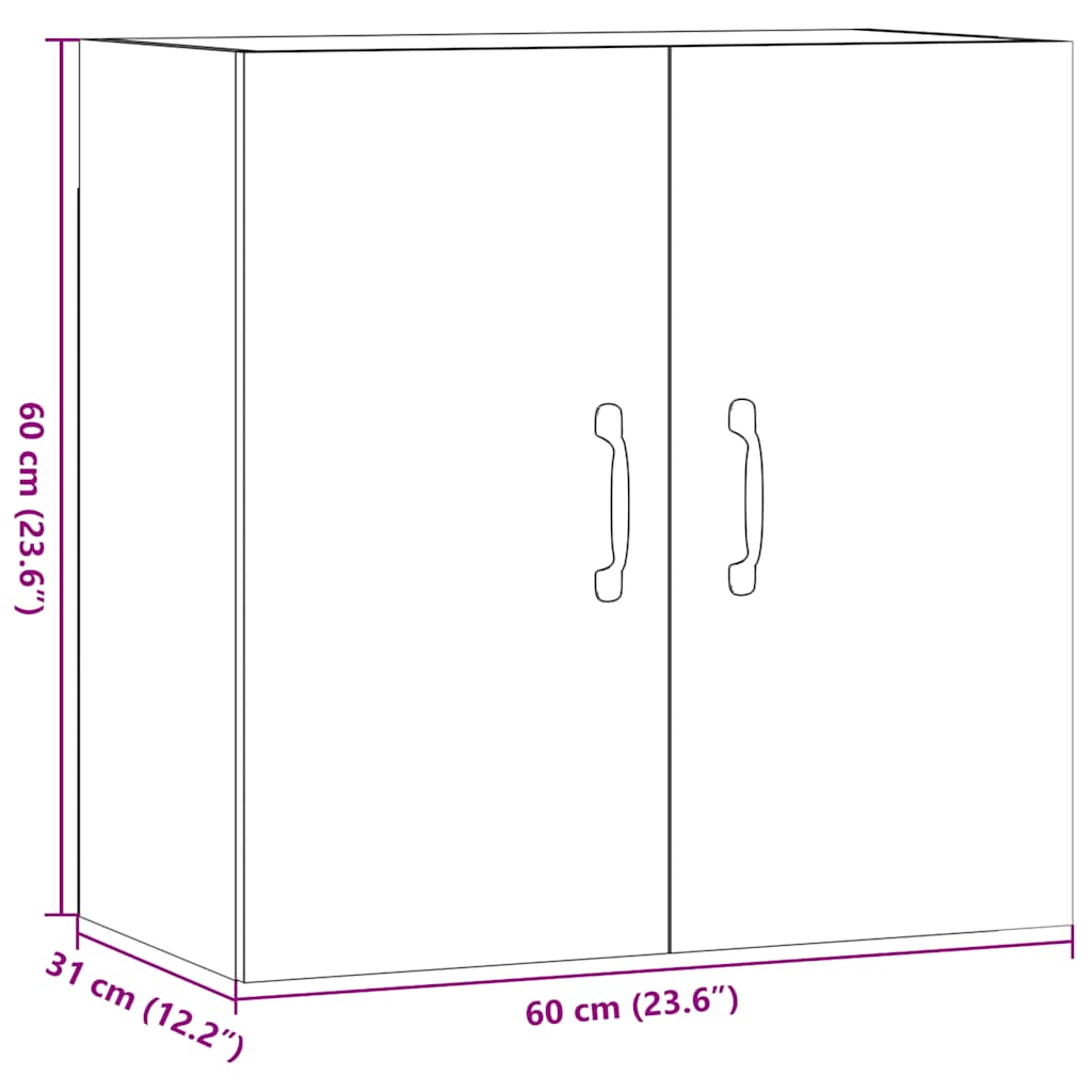 Wandkast 60x31x60 cm bewerkt hout oud houtkleurig is nu te koop bij PeponiXL, paradijselijk wonen!