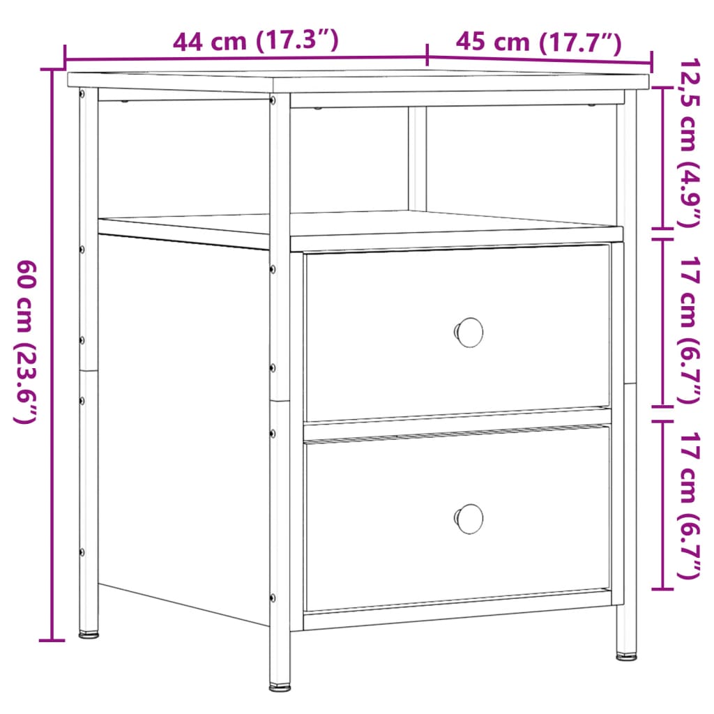 Nachtkastjes 2 st 44x45x60 cm bewerkt hout oud houtkleurig is nu te koop bij PeponiXL, paradijselijk wonen!