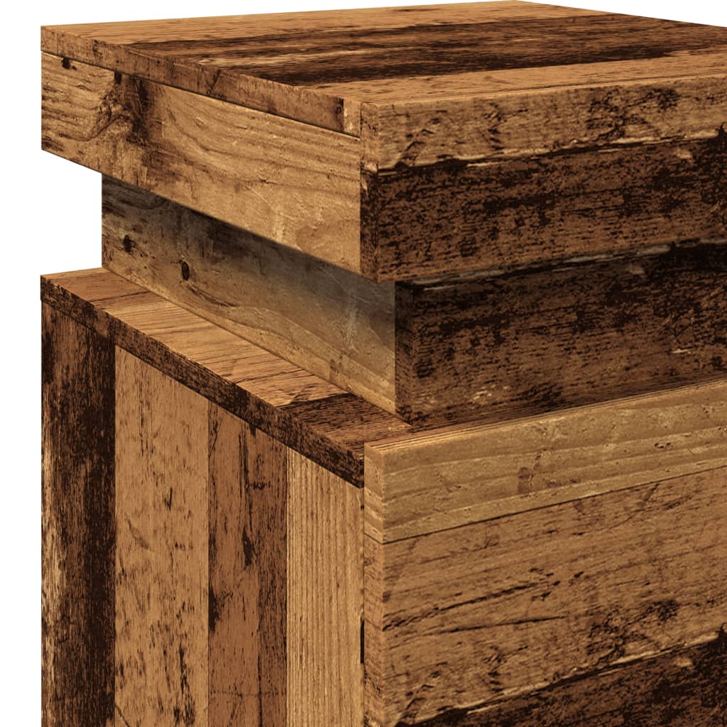 Nachtkastjes 2 st met LED 35x39x55 cm hout oud houtkleurig is nu te koop bij PeponiXL, paradijselijk wonen!