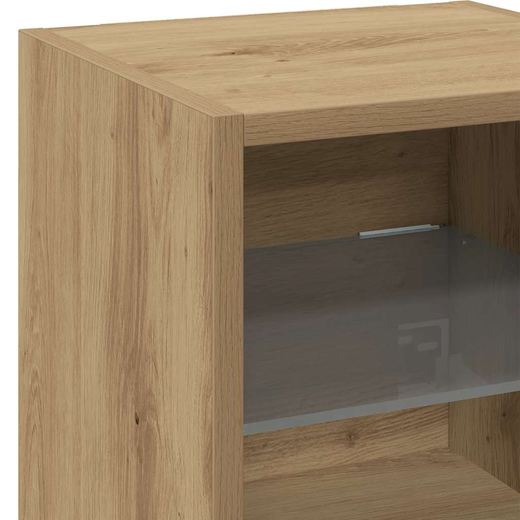 Tv-wandmeubels met LED 2 st 30x28,5x30 cm artisanaal eikenkleur is nu te koop bij PeponiXL, paradijselijk wonen!