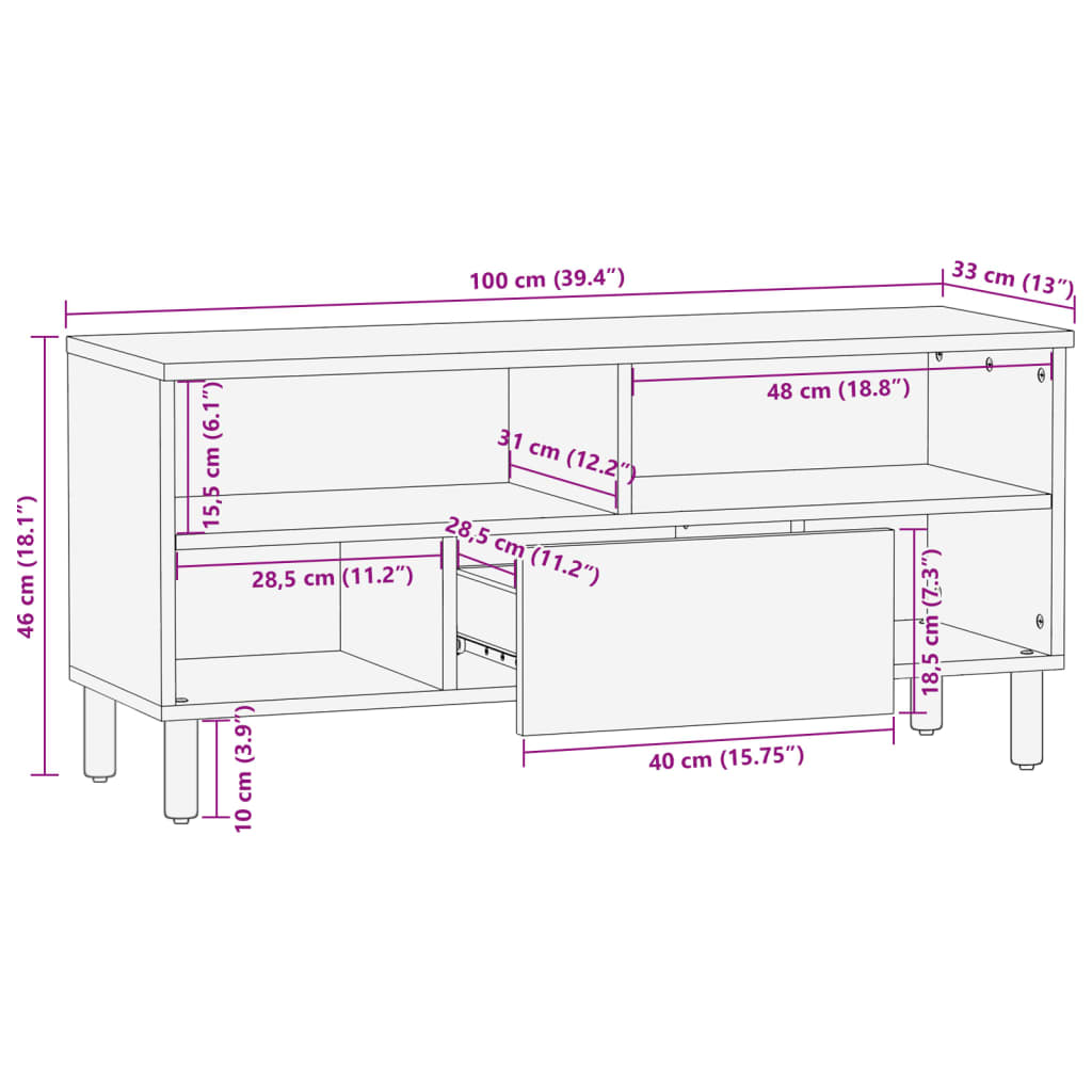 Tv-meubel 100x33x46 cm bewerkt hout zwart is nu te koop bij PeponiXL, paradijselijk wonen!