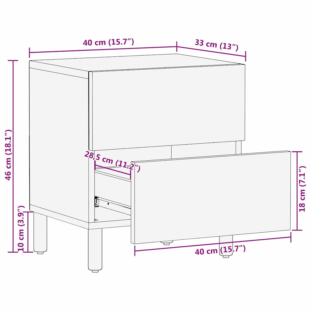 Nachtkastje 2 pcs Bruin 40 x 33 x 46 cm Massief Mango Hout is nu te koop bij PeponiXL, paradijselijk wonen!