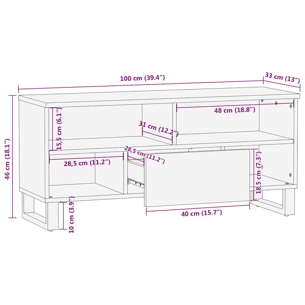 TV Eenheden met lade Bruin 105 x 33 x 46 cm Bewerkt hout is nu te koop bij PeponiXL, paradijselijk wonen!