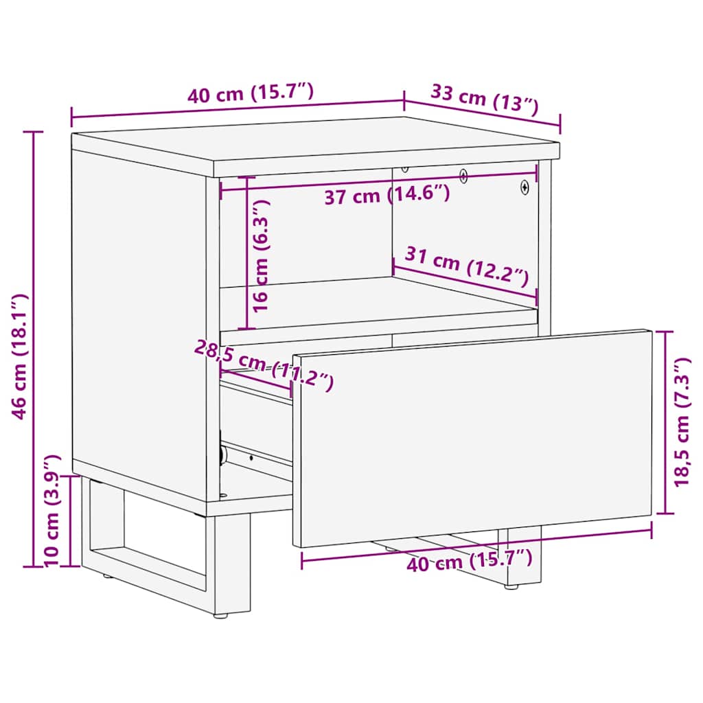 Nachtkastje Walnotenhout 40 x 33 x 46 cm Massief acaciahout is nu te koop bij PeponiXL, paradijselijk wonen!