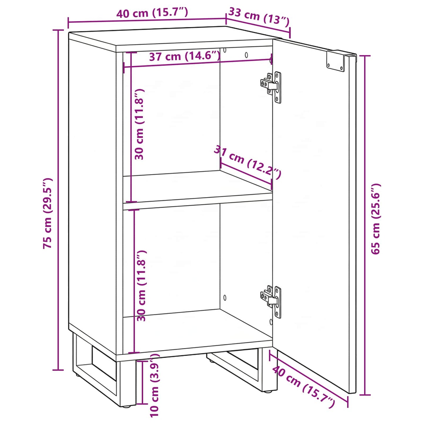 Dressoir Bruin 40 x 33 x 75 cm massief mangohout is nu te koop bij PeponiXL, paradijselijk wonen!