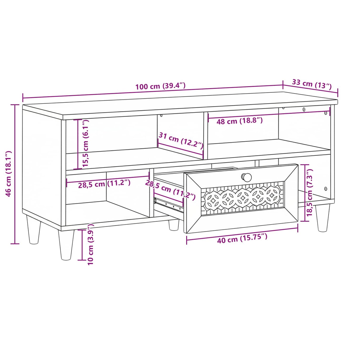 TV Eenheden met lade Wit 105 x 33 x 46 cm Bewerkt hout is nu te koop bij PeponiXL, paradijselijk wonen!