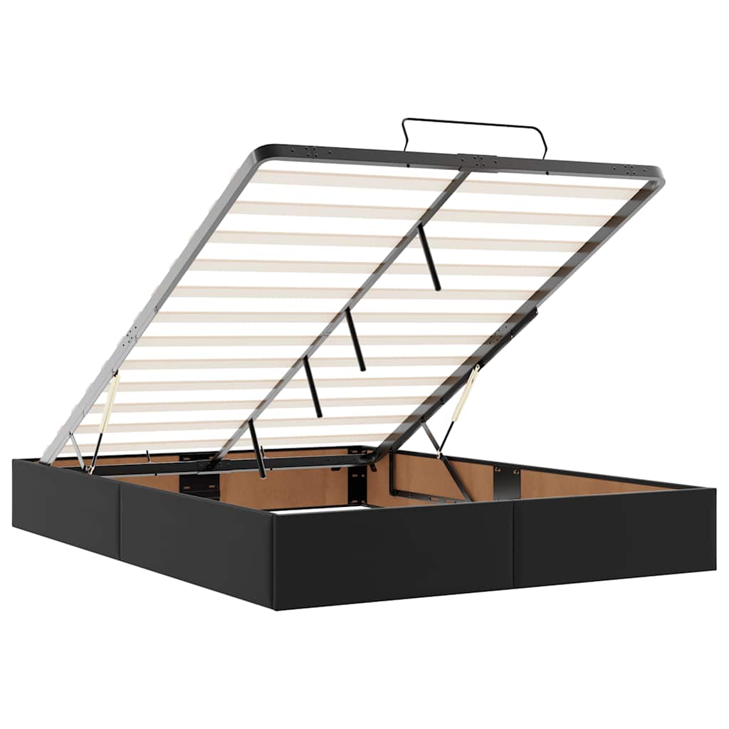 Ottoman bed met matras 140x190cm kunstleer zwart is nu te koop bij PeponiXL, paradijselijk wonen!