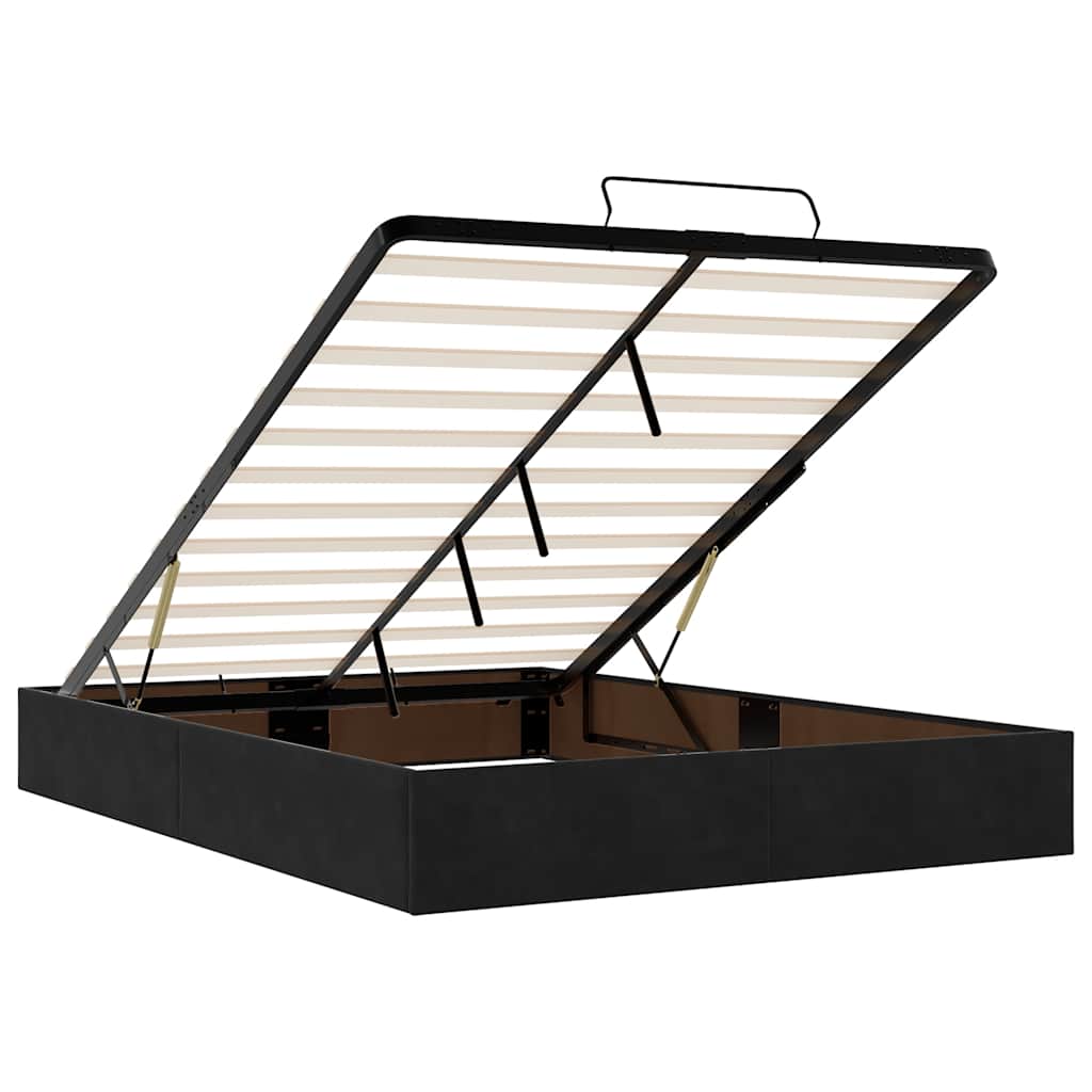 Ottoman bed met matras 140x190cm fluweel zwart is nu te koop bij PeponiXL, paradijselijk wonen!