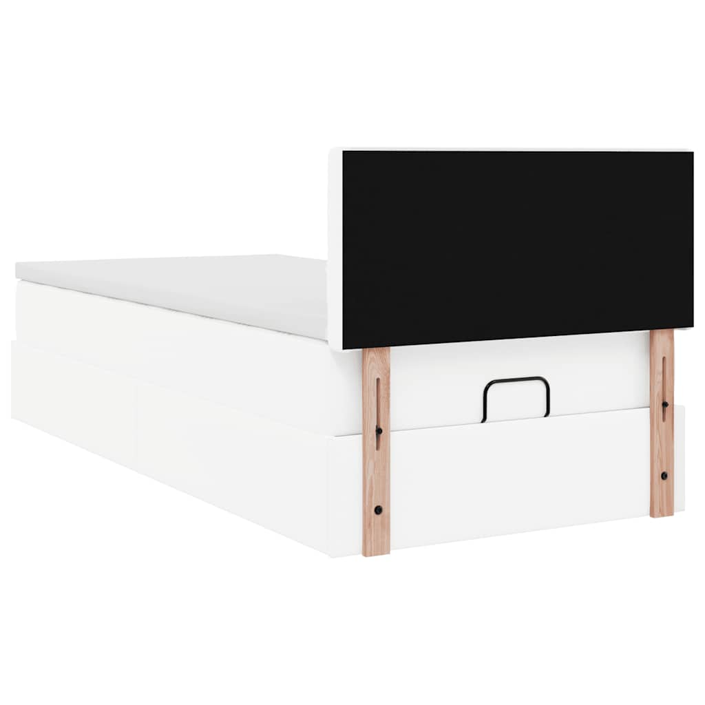 Ottomaanse bed met matras 100x200cm kunstleer wit is nu te koop bij PeponiXL, paradijselijk wonen!