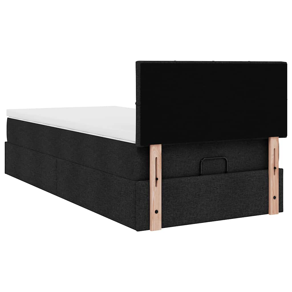 Ottoman bed met matras 90x190cm stof zwart is nu te koop bij PeponiXL, paradijselijk wonen!